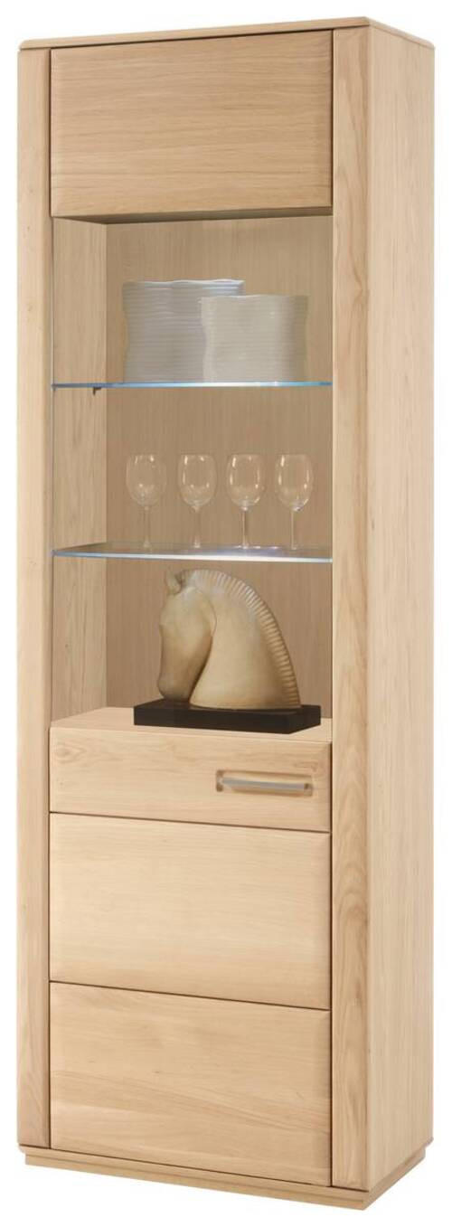 VITRINE in furniert, teilmassiv Eiche Eichefarben  - Eichefarben/Silberfarben, Design, Glas/Holz (69/209/38cm) - Livetastic