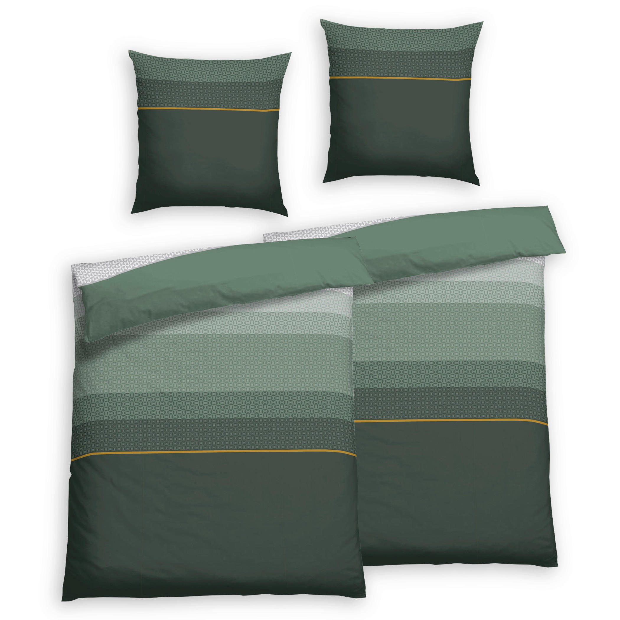 Bettwäsche 2er Set 4-teilig Satin 135/200 cm  - Dunkelgrün, Basics, Textil (135/200cm) - Florella
