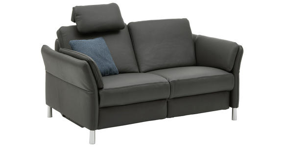 3-SITZER-SOFA Anthrazit Echtleder  - Anthrazit/Alufarben, Design, Leder/Metall (190/82/99cm) - Dieter Knoll