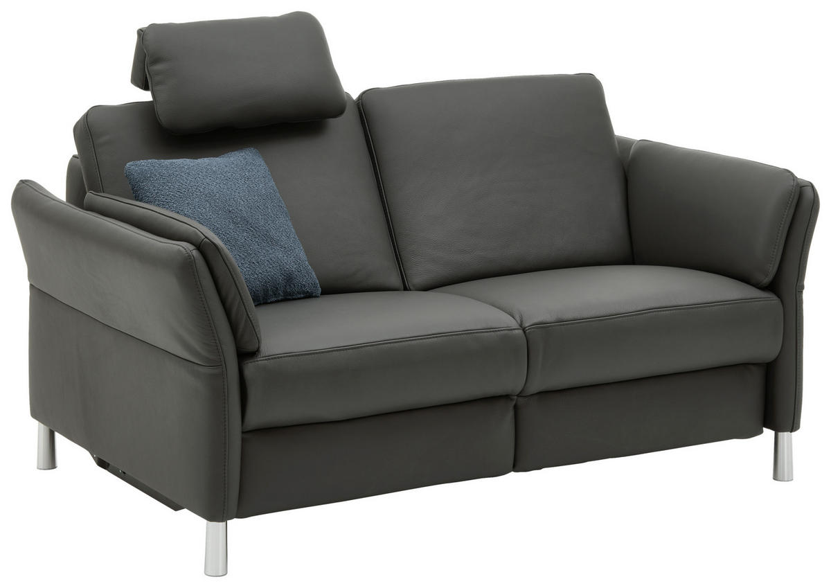 3-SITZER-SOFA Echtleder Anthrazit  - Anthrazit/Alufarben, Design, Leder/Metall (190/82/99cm) - Dieter Knoll