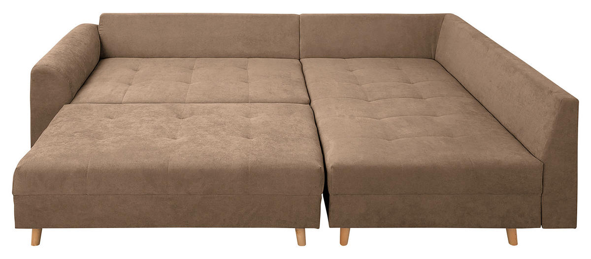 ECKSOFA inkl. Hocker Ariella Beige Mikrofaser  - Beige/Naturfarben, Design, Holz/Textil (161/231cm) - Livetastic