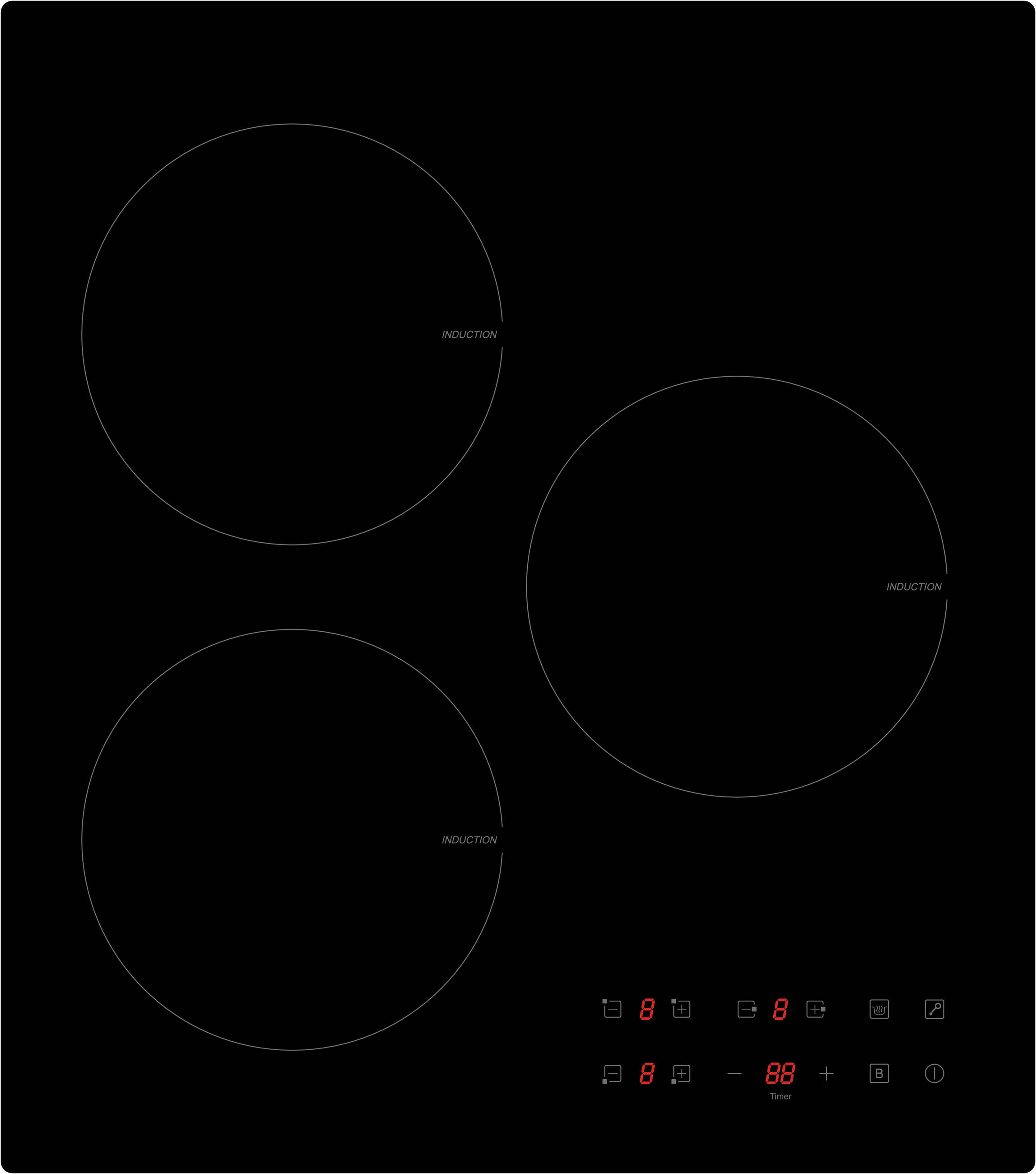 Induktionskochfeld Schwarz B: 45 cm