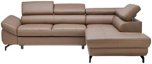 ECKSOFA in Echtleder Haselnussfarben  - Schwarz/Haselnussfarben, Design, Leder/Metall (270/220cm) - Novel