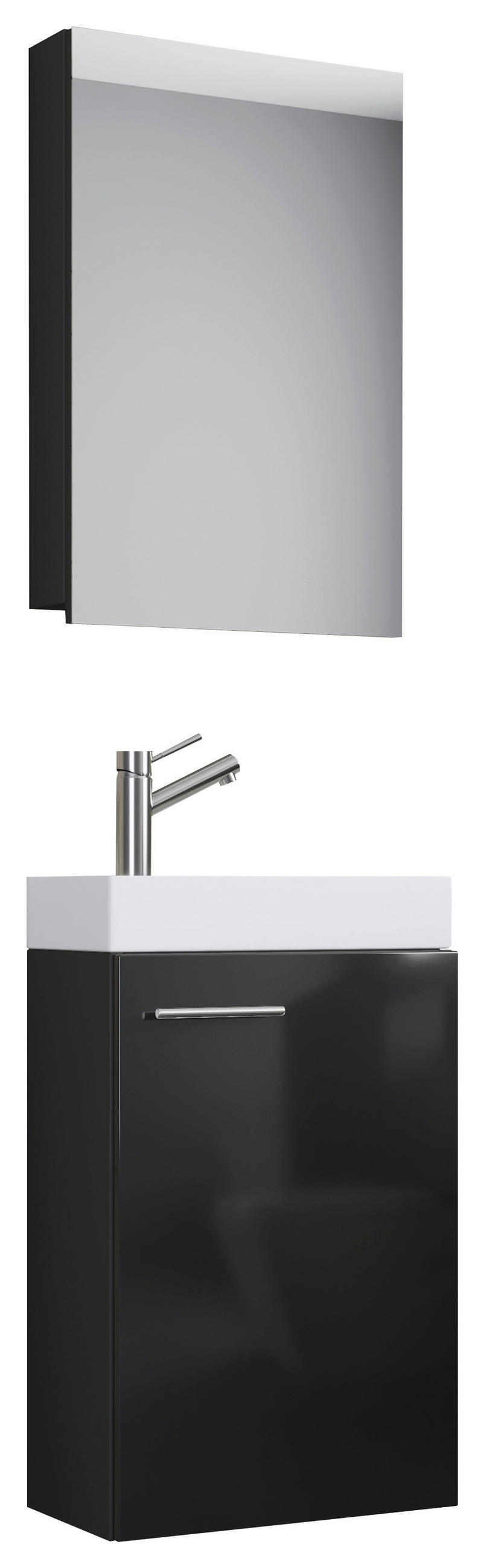 GÄSTEBAD 41 cm  - Schwarz/Weiß, KONVENTIONELL, Keramik/Holzwerkstoff (41cm) - MID.YOU