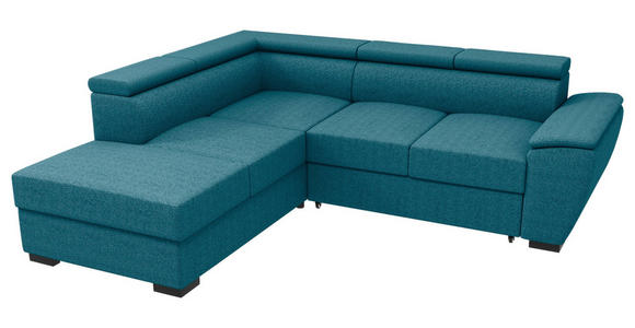 ECKSOFA  in Flachgewebe Petrol  - Petrol/Schwarz, KONVENTIONELL, Kunststoff/Textil (220/266cm) - Carryhome