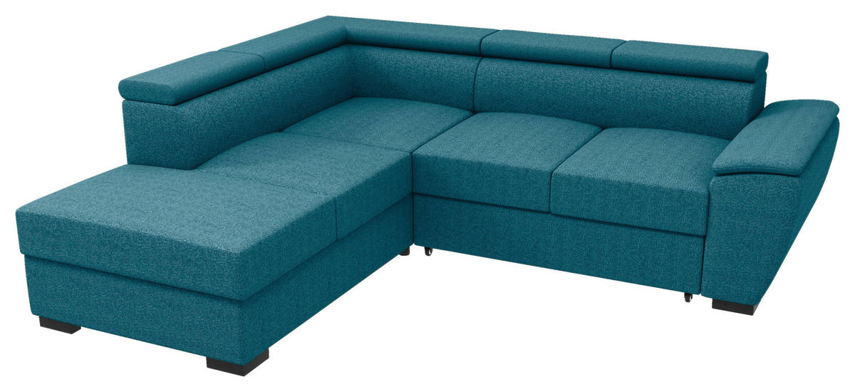 ECKSOFA Petrol Flachgewebe  - Petrol/Schwarz, KONVENTIONELL, Kunststoff/Textil (220/266cm) - Carryhome