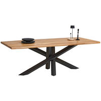 ESSTISCH Holz, Metall 220/100/75 cm  - Eichefarben/Schwarz, Natur, Holz/Metall (220/100/75cm) - Linea Natura