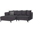 ECKSOFA in Chenille Dunkelgrau  - Dunkelgrau/Schwarz, LIFESTYLE, Textil/Metall (172/255cm) - Carryhome