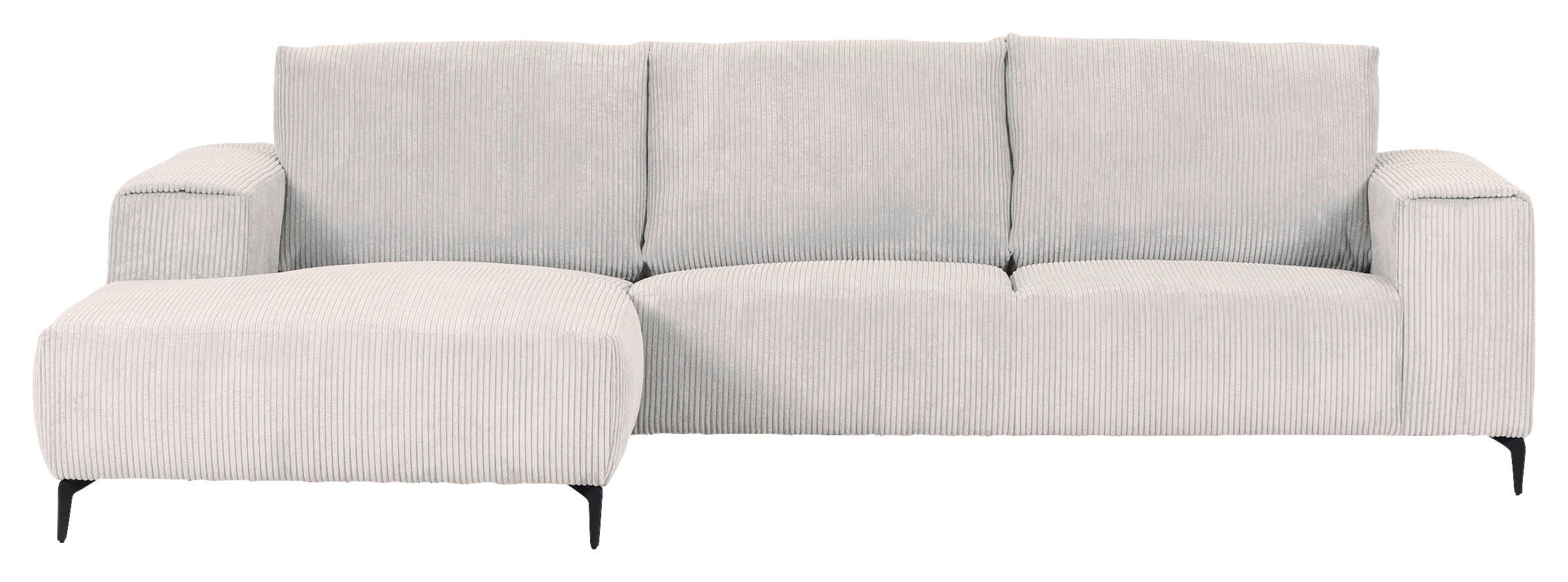 ECKSOFA in Cord Naturfarben  - Schwarz/Naturfarben, Konventionell, Textil/Metall (170/285cm) - Carryhome
