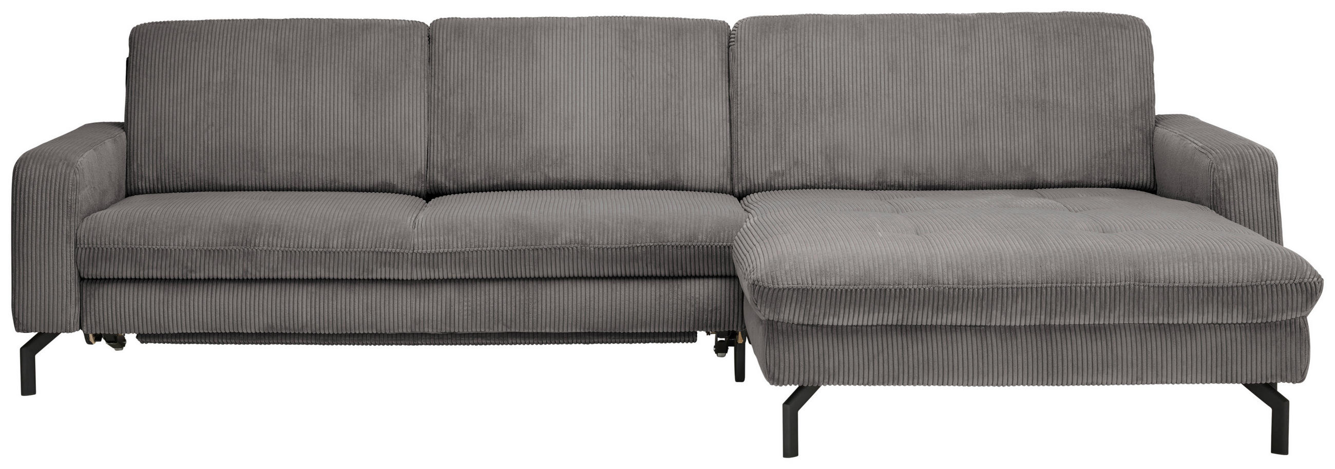 ECKSOFA Anthrazit Cord  - Anthrazit/Schwarz, Design, Textil/Metall (302/178cm) - Carryhome