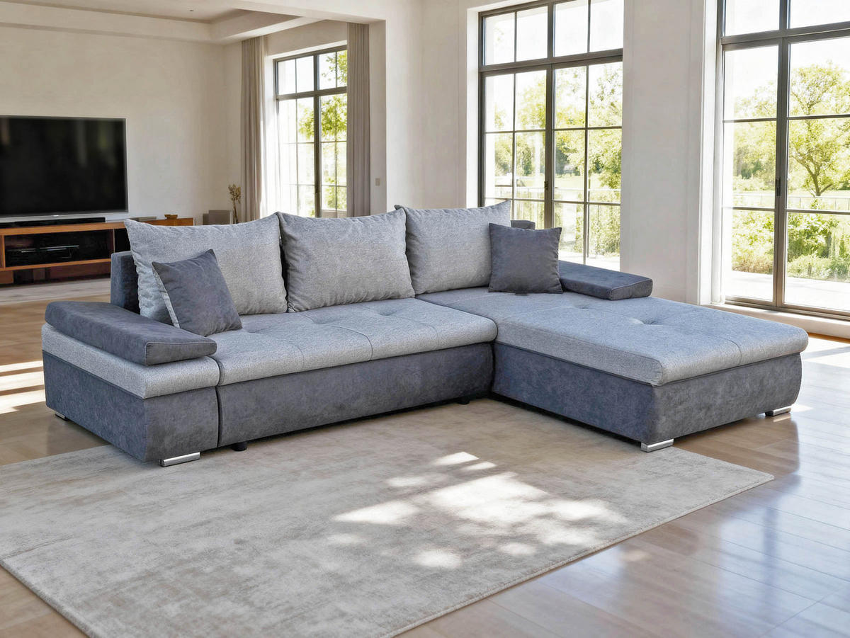 UGAONA GARNITURA svetlosiva  - svetlosiva, Moderno, koža/drvo (274/88/71/182/92cm) - Ti'me