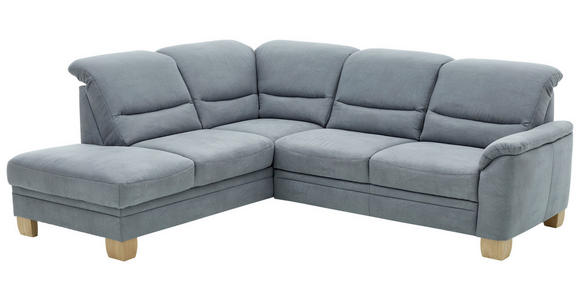 ECKSOFA Blau Mikrofaser - Wildeiche/Blau, KONVENTIONELL, Holz/Textil (224/254cm) - Carryhome