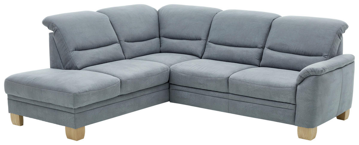 ECKSOFA Blau Mikrofaser  - Wildeiche/Blau, KONVENTIONELL, Holz/Textil (224/254cm) - Carryhome
