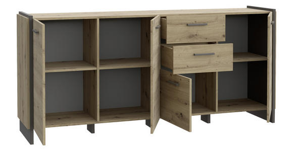 SIDEBOARD 186,5/86,1/41,3 cm  - Eiche Artisan/Grau, MODERN, Holzwerkstoff/Kunststoff (186,5/86,1/41,3cm) - Hom`in