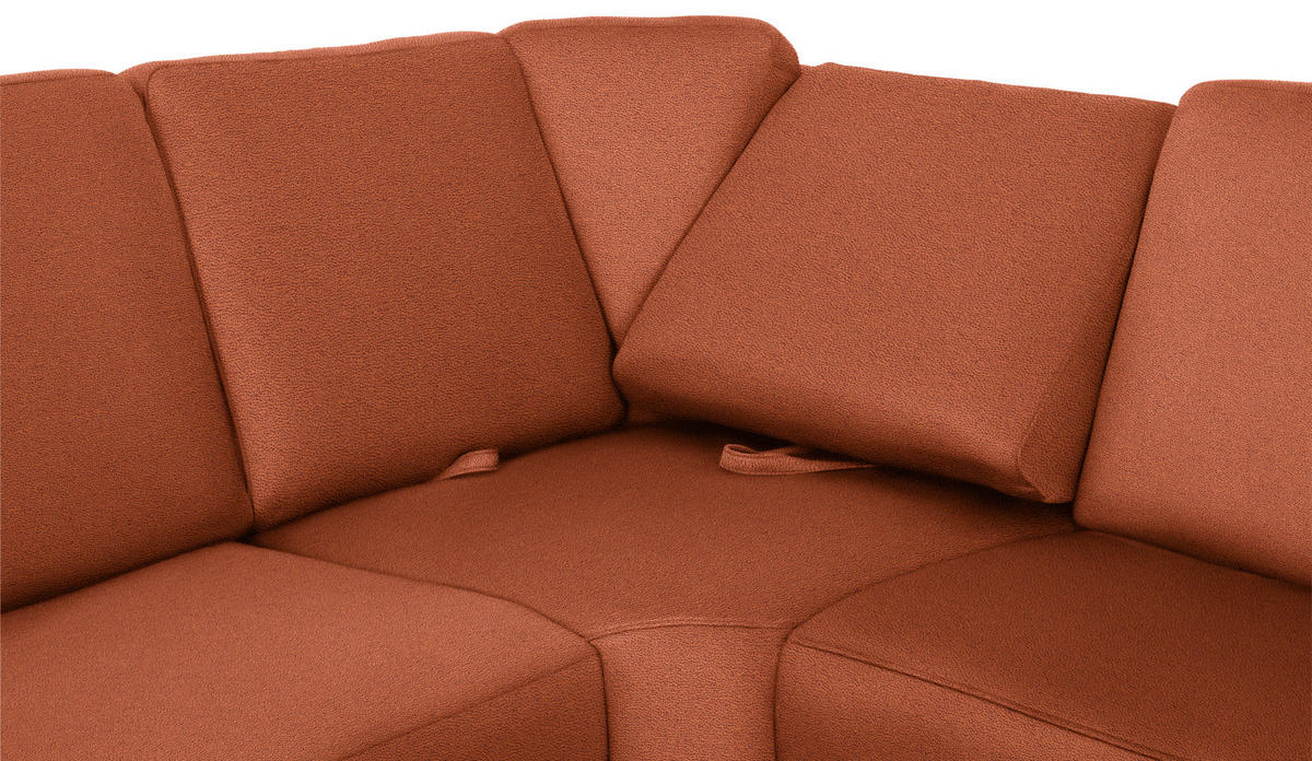 WOHNLANDSCHAFT Terracotta Flachgewebe  - Chromfarben/Terracotta, KONVENTIONELL, Textil/Metall (240/336/163cm) - Beldomo System