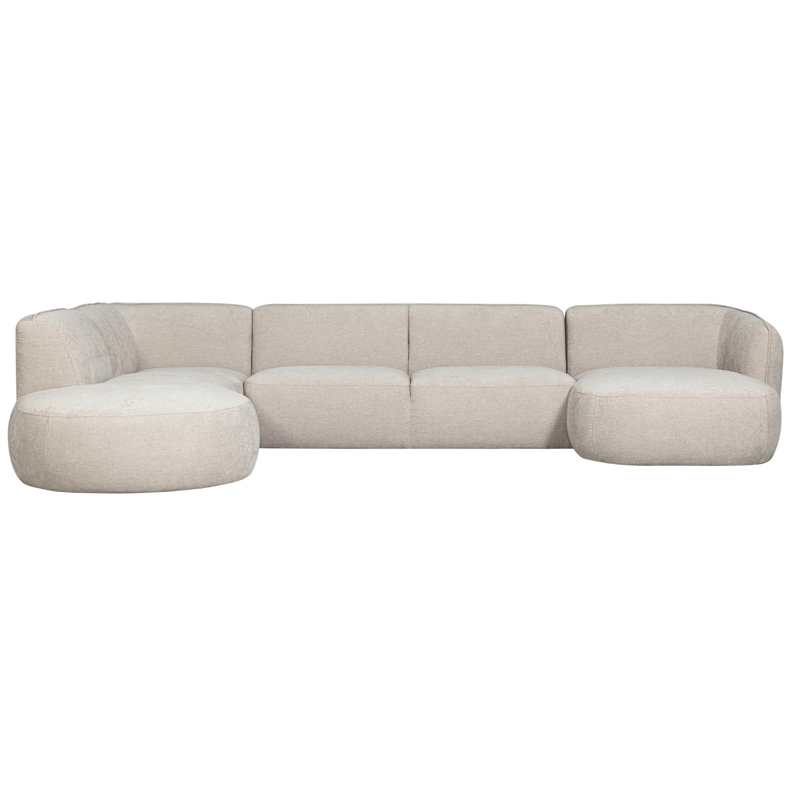 ECKSOFA Polly in Webstoff Sandfarben   - Sandfarben/Schwarz, Design, Kunststoff/Textil (245/353/150cm) - Livetastic