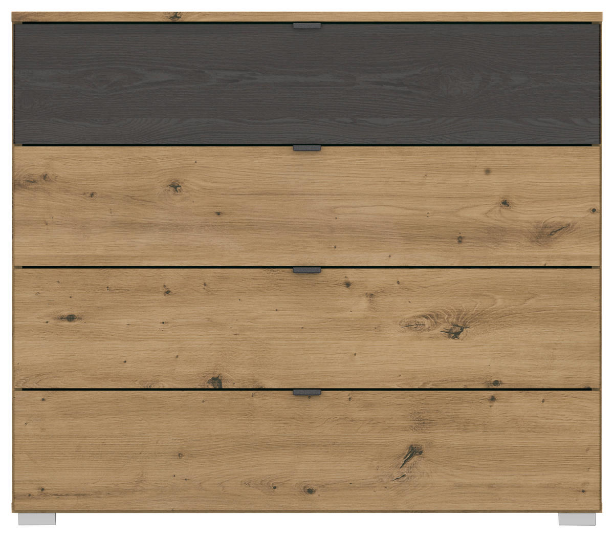 KOMMODE 93/81/42 cm  in Schwarz, Eiche Artisan  - Schwarz/Alufarben, Modern, Holzwerkstoff/Kunststoff (93/81/42cm) - Rauch Möbel