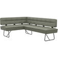 ECKBANK 165/207 cm  in Graugrün  - Schwarz/Graugrün, Design, Leder/Metall (165/207cm) - Moderano