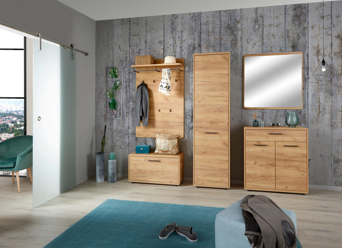 KOMMODE Fontana  in 84/90/32 cm  - Eichefarben/Schwarz, MODERN, Holzwerkstoff/Kunststoff (84/90/32cm) - Boxxx