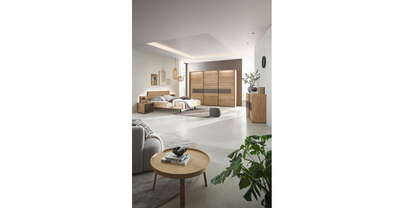 NACHTSCHRANK 65/44/44,2 cm Wildeiche massiv  - Wildeiche/Schwarz, Natur, Glas/Holz (65/44/44,2cm) - Valnatura