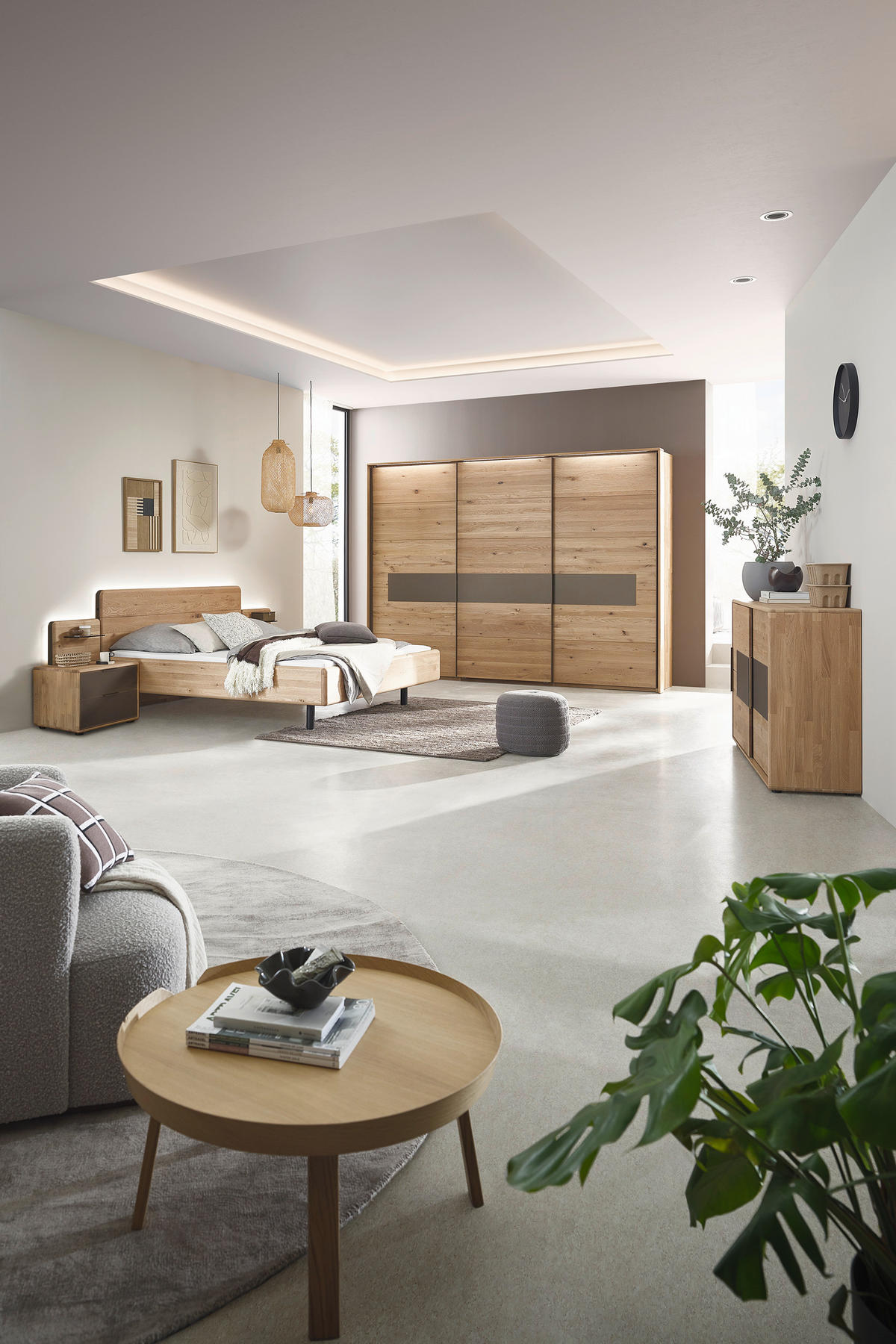 NACHTSCHRANK 65/44/44,2 cm Wildeiche massiv  - Wildeiche/Schwarz, Natur, Glas/Holz (65/44/44,2cm) - Valnatura