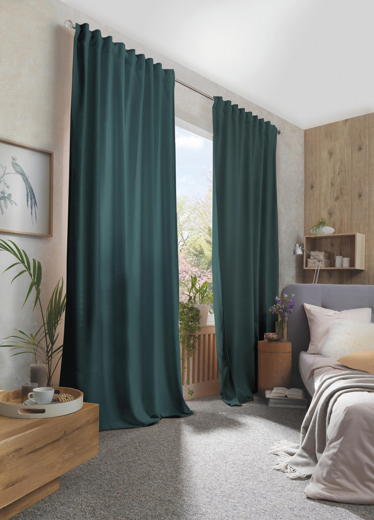 FERTIGVORHANG blickdicht  - Petrol, Basics, Textil (135/160cm) - Schmidt W. Gmbh