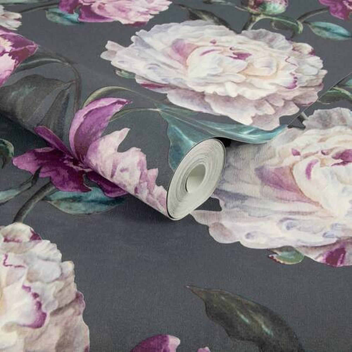NON WOVEN-TAPET 52/1005 cm  - lila/antracit, Basics, papper/plast (52/1005cm)