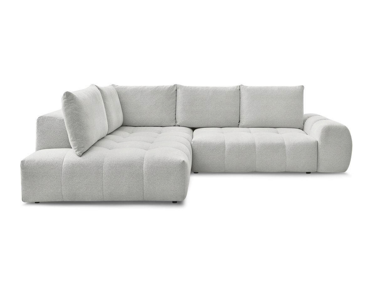 ECKSCHLAFSOFA EVEREST  mit Rücken echt, Armteil links, Armteil rechts Flachgewebe Hellgrau  - Hellgrau/Schwarz, MODERN, Kunststoff/Textil (320/212cm)