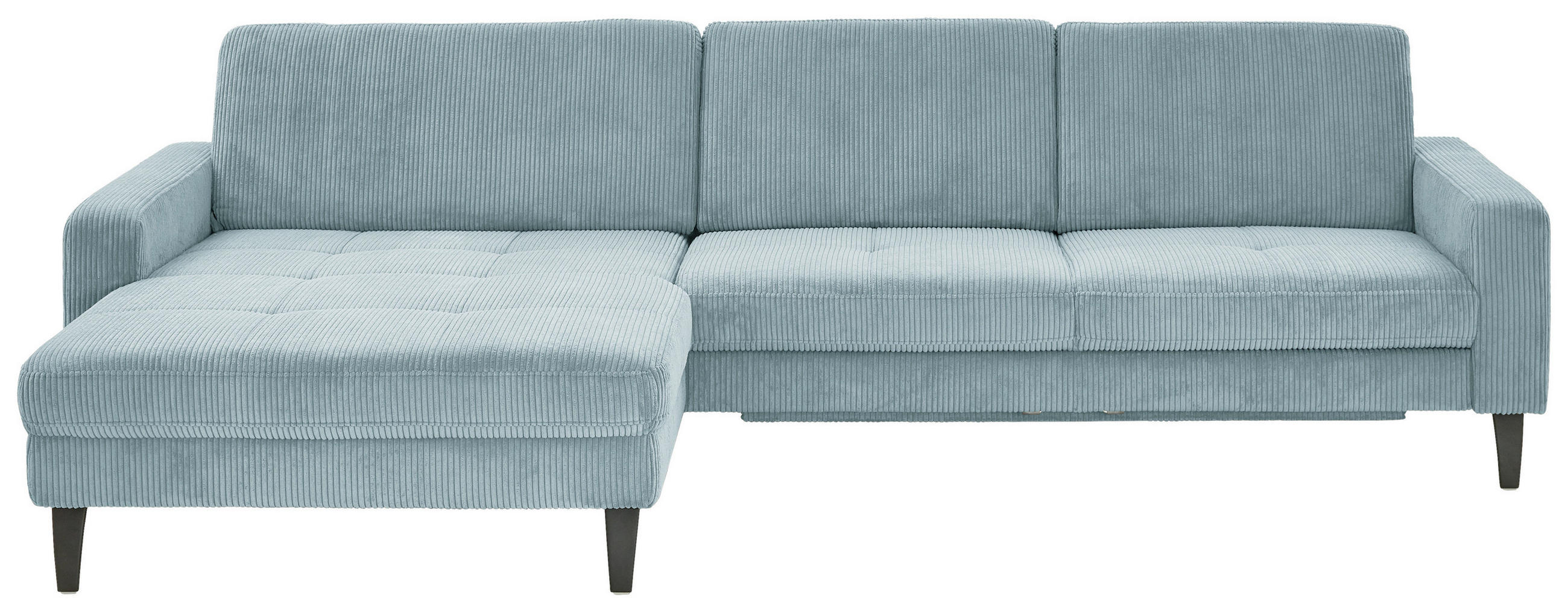 ECKSOFA in Cord Hellblau  - Schwarz/Hellblau, Modern, Textil/Metall (177/302cm) - Beldomo Style