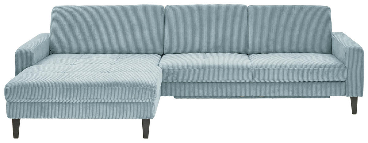 ECKSOFA in Cord Hellblau  - Schwarz/Hellblau, Modern, Textil/Metall (177/302cm) - Beldomo Style