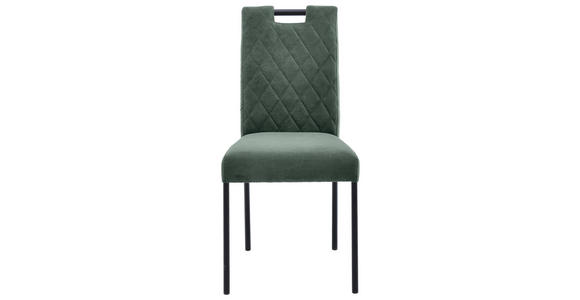 STUHL Webstoff Dunkelgrün - Dunkelgrün/Schwarz, KONVENTIONELL, Textil/Metall (46/91/61cm) - Carryhome