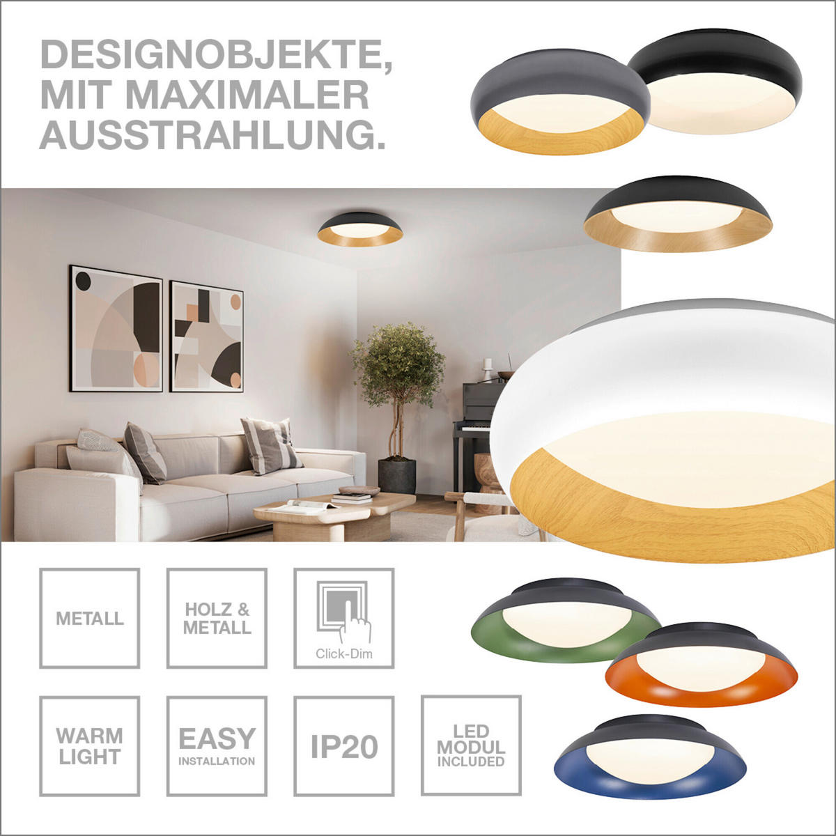 LED-DECKENLEUCHTE 30/9.5 cm   - Design, Kunststoff/Metall (30/9.5cm) - Osram