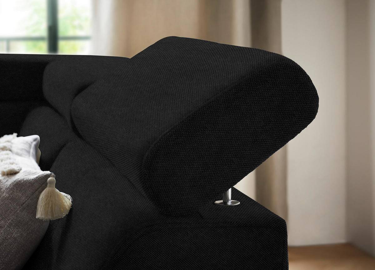 ECKSOFA in Webstoff Schwarz  - Schwarz, Design, Textil/Metall (260/203cm) - Stylife