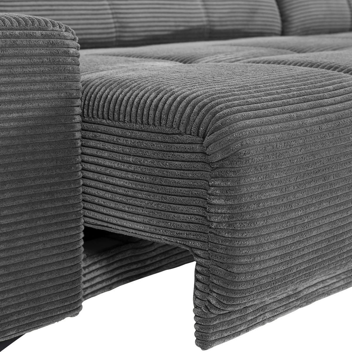 ECKSOFA in Cord Dunkelgrau  - Dunkelgrau/Schwarz, Konventionell, Textil/Metall (295/165cm) - Carryhome