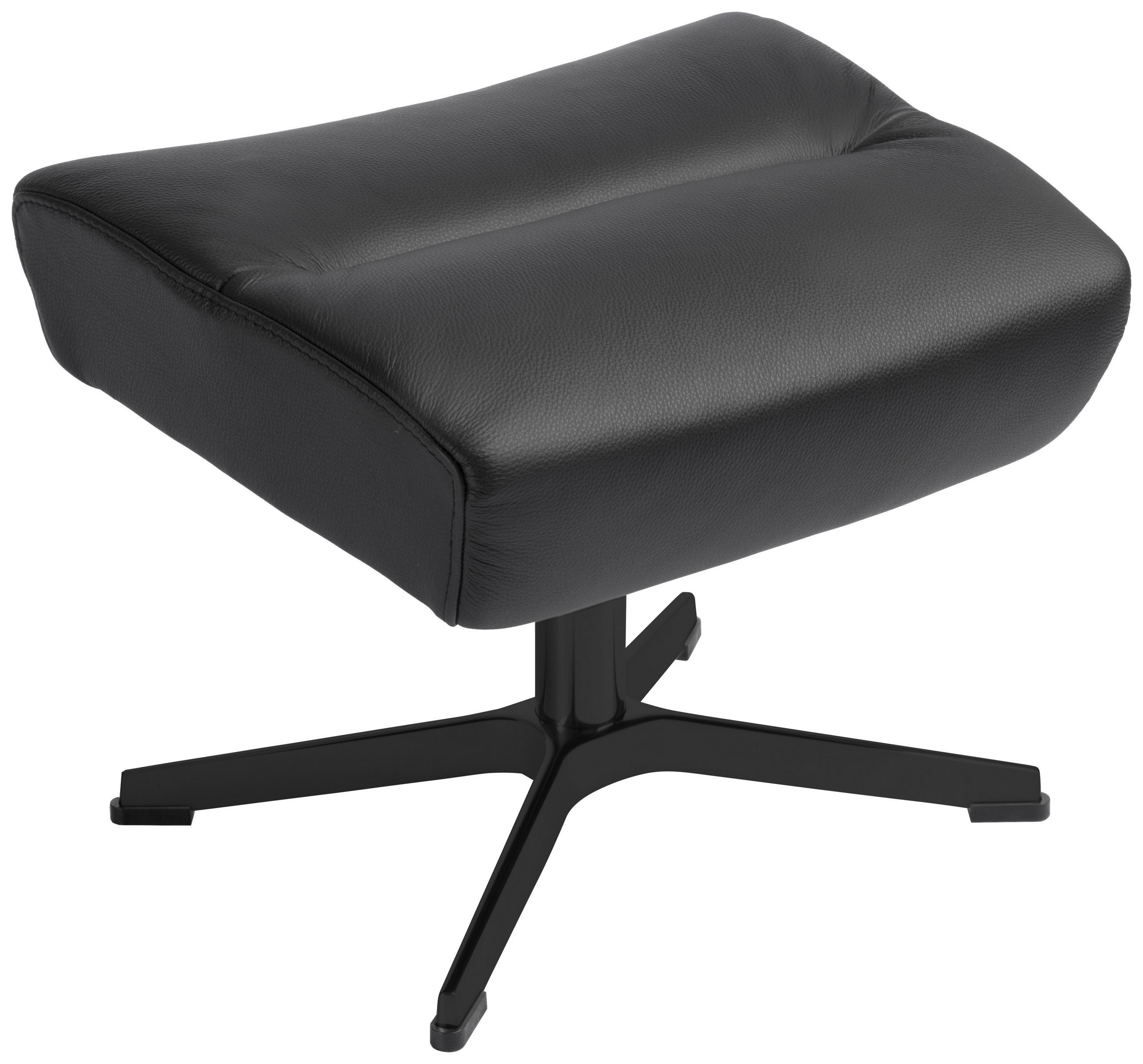 HOCKER Leder Schwarz  - Schwarz, Design, Leder/Metall (51/39/38cm) - Conform