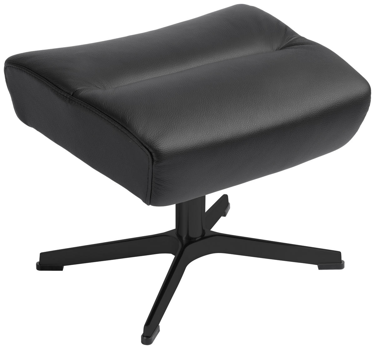 HOCKER in Leder Schwarz  - Schwarz, Design, Leder/Metall (51/39/38cm) - Conform