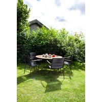GARTENTISCHGRUPPE  - Anthrazit/Schwarz, Natur, Holz/Kunststoff (180/180/74cm) - Gardenson