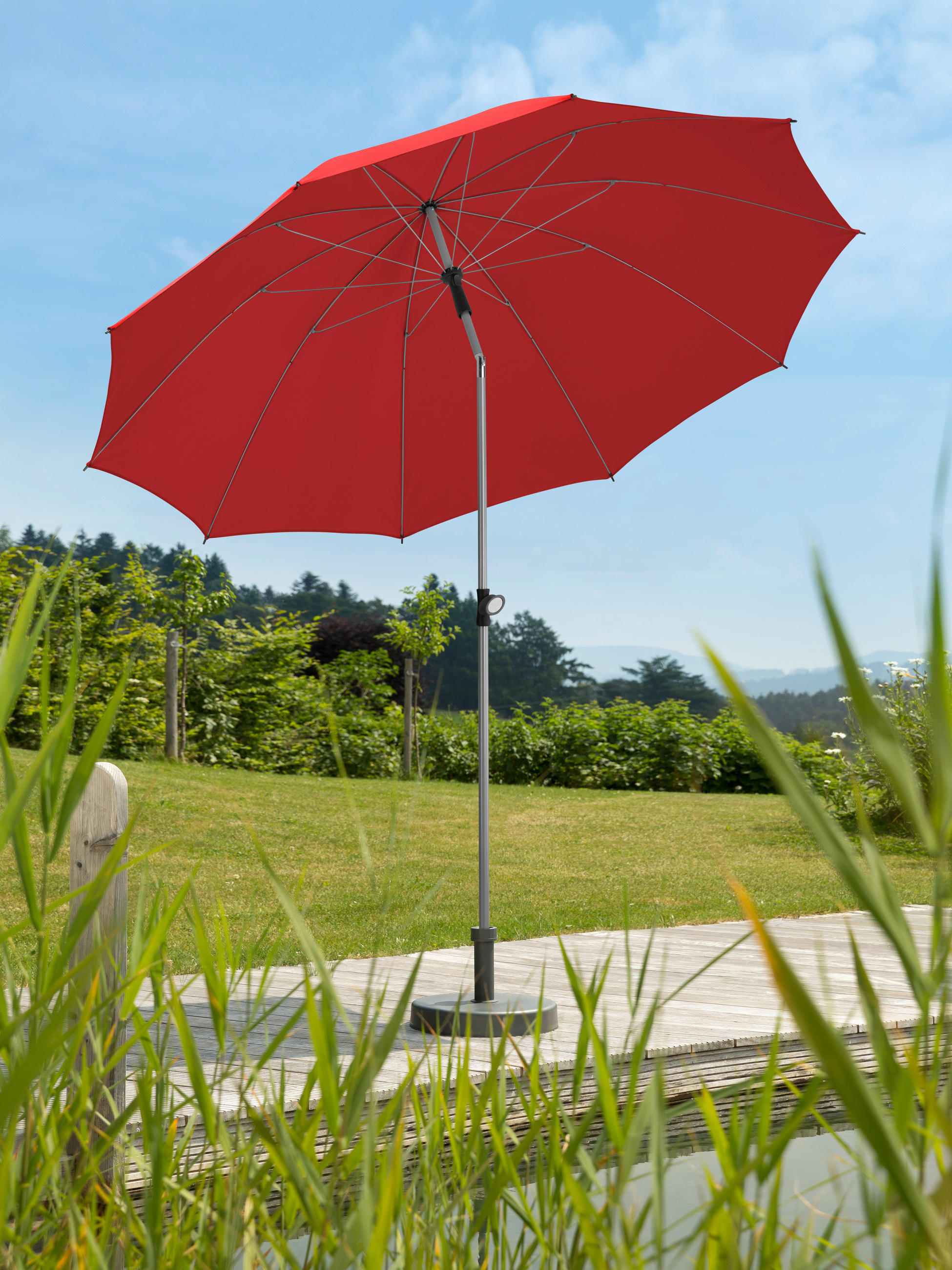 SONNENSCHIRM 220 cm Rot  - Silberfarben/Rot, Basics, Textil/Metall (220/231/220cm) - Schneider