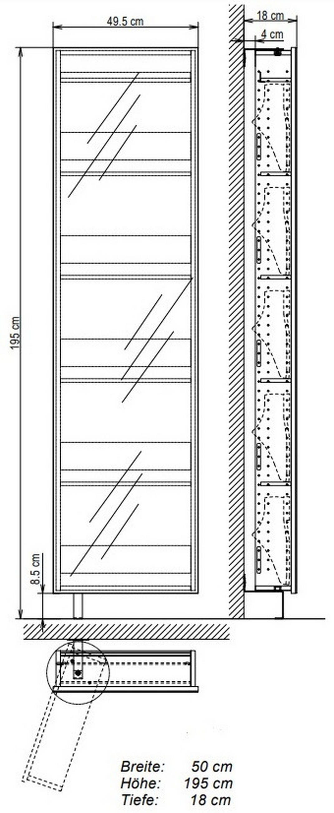 SCHUHSCHRANK Weiß  - Weiß, Design, Glas/Holz (50/195/18cm) - Xora