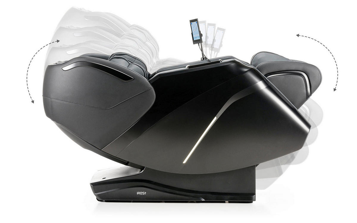 MASSAGESESSEL  mit Schwarz integrierte Lautsprecher, Relaxfunktion, Liegefunktion, Sitzheizung, Netzbetrieb, Massagefunktion, Herz-Waage-Funktion, abwischbar, ausziehbare Fußstütze, Bluetooth-Lautsprecher, Rückenlehne in S-Form  - Schwarz, Basics, Kunststoff/Textil (76/113/155-175cm) - iRest