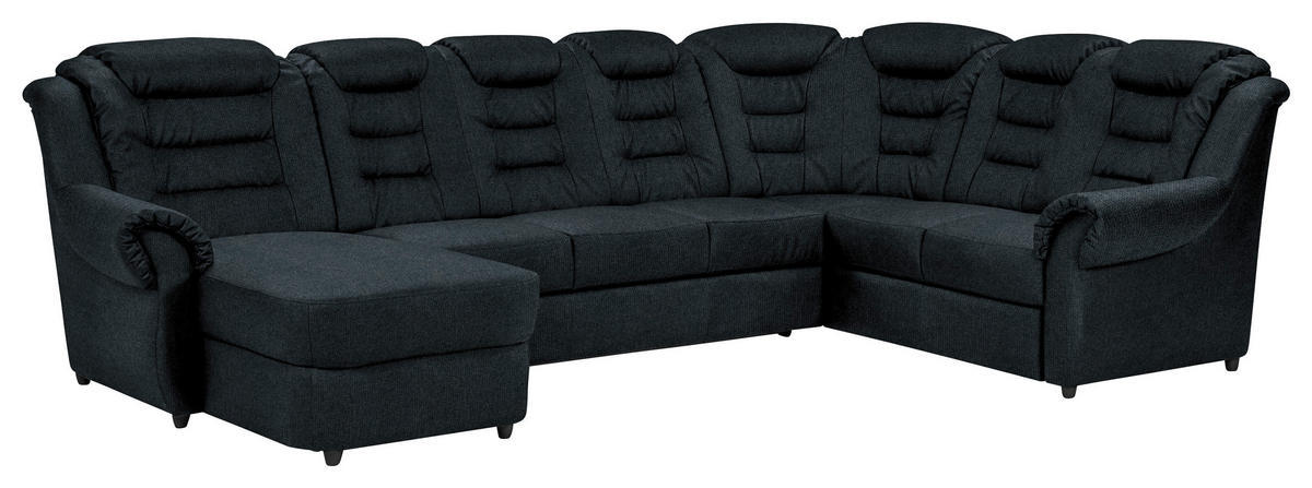 WOHNLANDSCHAFT Schwarz Chenille  - Schwarz, KONVENTIONELL, Kunststoff/Textil (165/333/216cm) - Livetastic