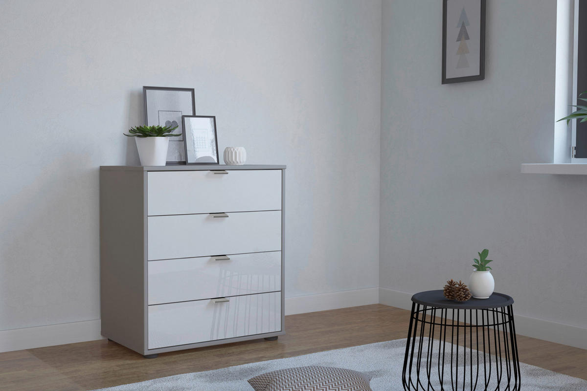 KOMMODE  in 60/70/43 cm  - Chromfarben/Schwarz, KONVENTIONELL, Glas/Holzwerkstoff (60/70/43cm) - Dieter Knoll