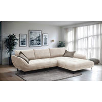 ECKSOFA BIARRITZ in Struktur Beige, Hellbraun  324/205 cm  - Hellbraun/Beige, Design, Textil/Metall (324/205cm) - Livetastic