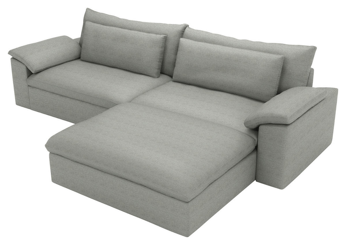 ECKSOFA  Chenille Greige  - Greige/Schwarz, Modern, Kunststoff/Textil (306/198cm) - Carryhome