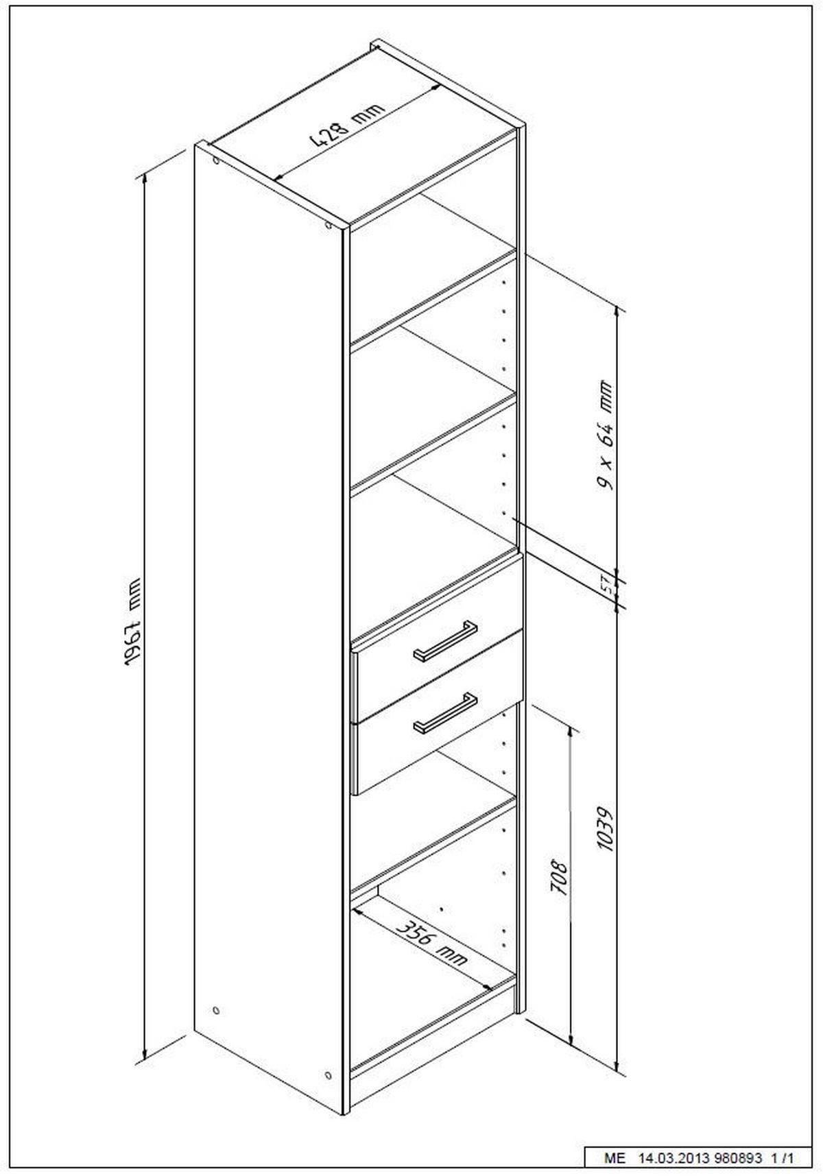 REGALELEMENT Graphitfarben, Eichefarben  - Eichefarben/Graphitfarben, Design, Holzwerkstoff (47/198/38cm) - MID.YOU