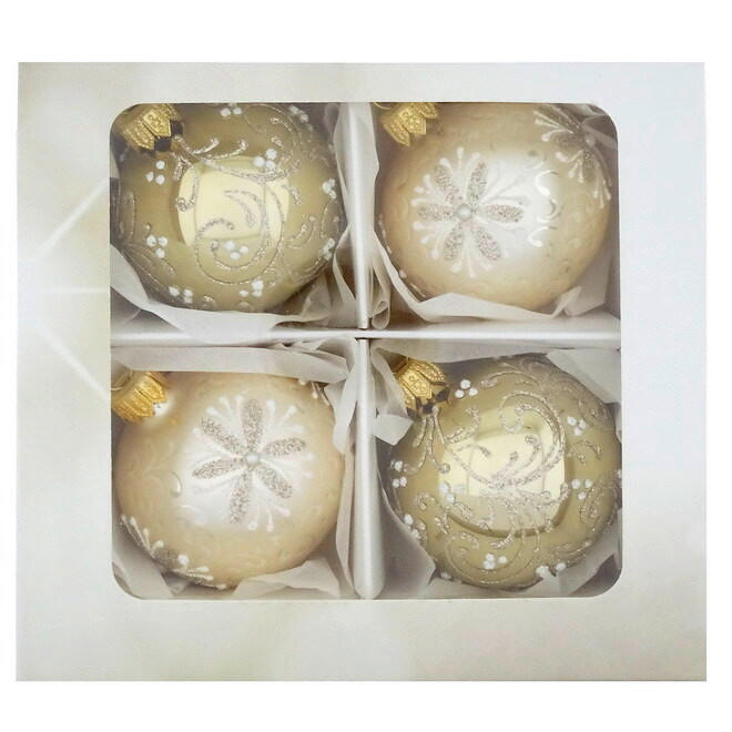 CHRISTBAUMKUGEL-SET 6 cm  - Champagner, LIFESTYLE, Glas/Metall (6cm) - X-Mas