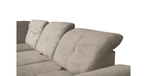 ECKSOFA in Cord Graubraun  - Graubraun/Schwarz, Design, Textil/Metall (242/313cm) - Xora