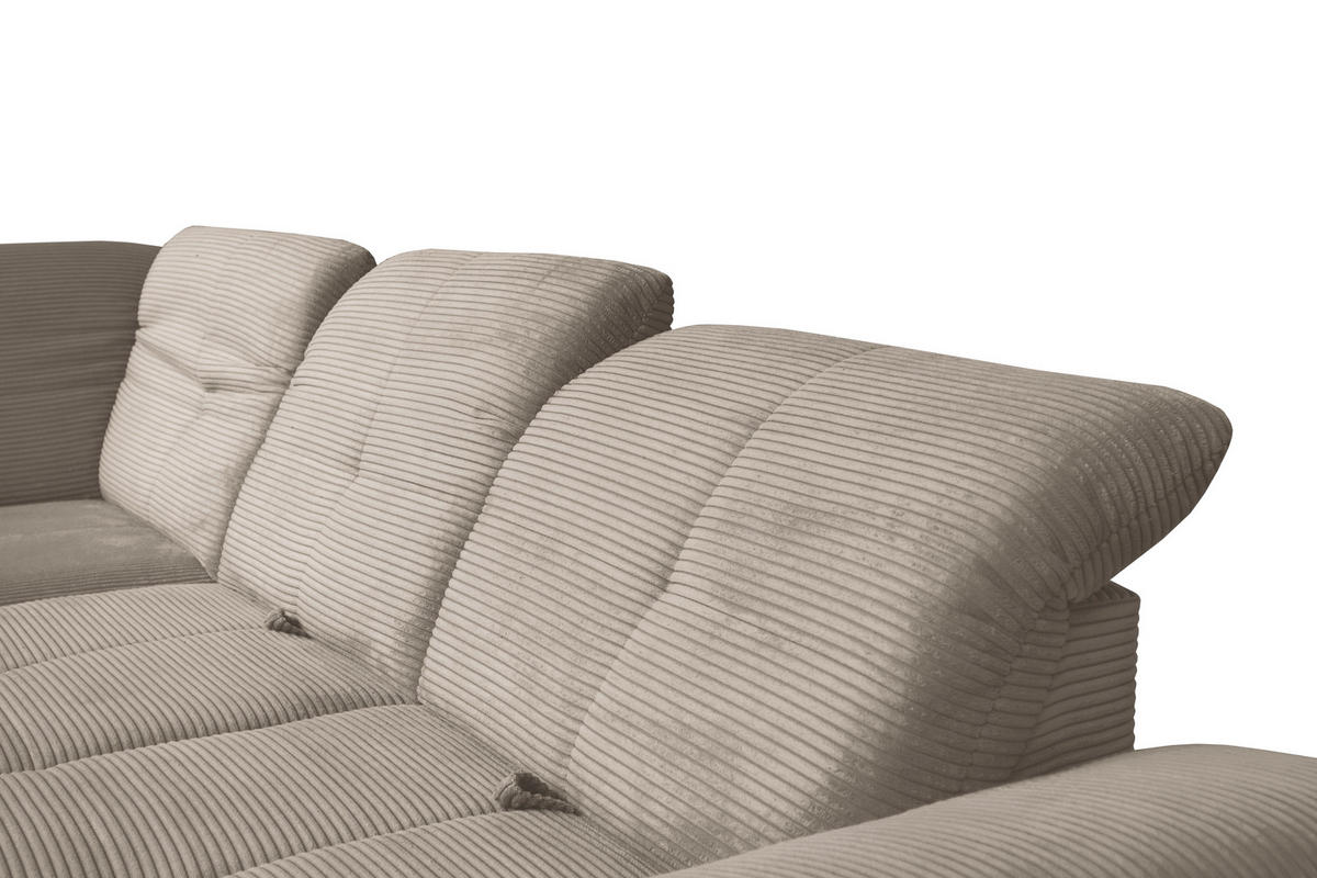 ECKSOFA in Cord Graubraun  - Graubraun/Schwarz, Design, Textil/Metall (242/313cm) - Xora