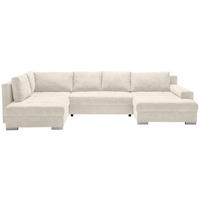 WOHNLANDSCHAFT in Velours Beige  - Chromfarben/Beige, Konventionell, Kunststoff/Textil (198/363/170cm) - Hom`in