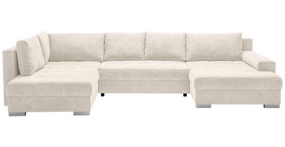 WOHNLANDSCHAFT in Velours Beige  - Chromfarben/Beige, KONVENTIONELL, Kunststoff/Textil (198/363/170cm) - Hom`in